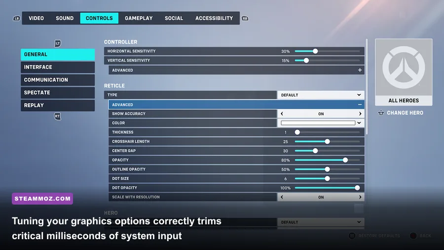 Overwatch 2 PC graphic and display settings optimization screen