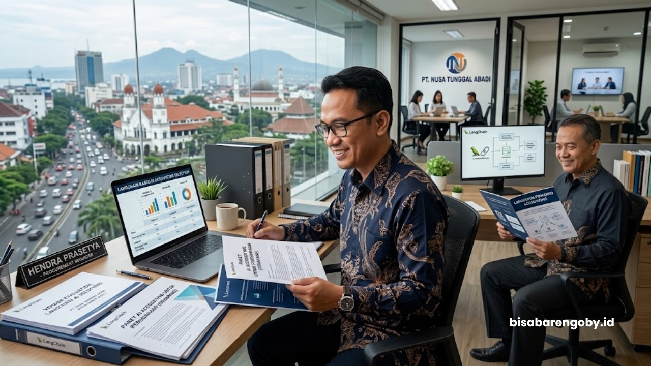 Manajer pengadaan menyeleksi paket AI Accounting untuk perusahaan di Semarang berbasis LangChain