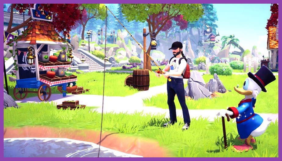 Character fishing at a golden ripple in Dazzle Beach