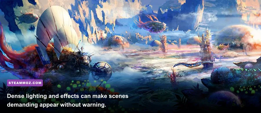 Dreamscape gameplay scene with surreal environments and cinematic lighting