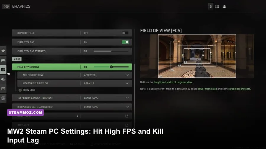Modern Warfare 2 PC graphics settings menu displayed on high-end monitor