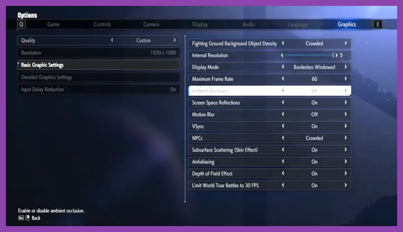 Street Fighter 6 in-game graphics settings menu on PC