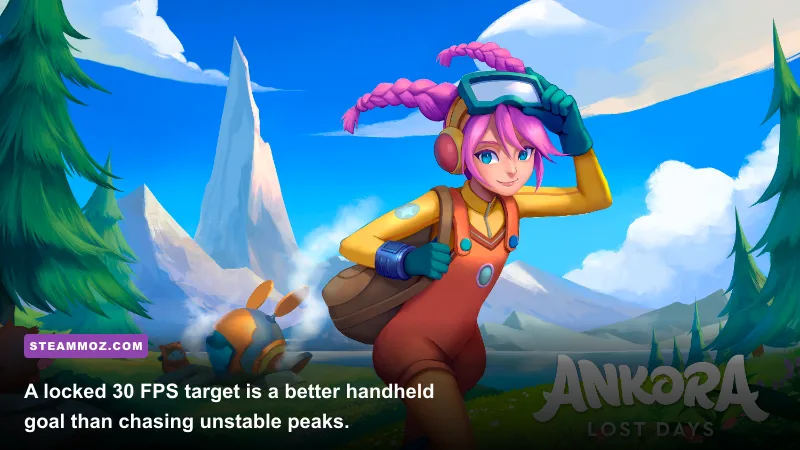 Ankora Lost Days running on a Steam Deck during exploration