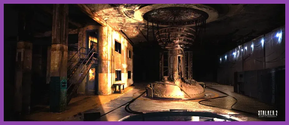 Dark underground laboratory bunker in Stalker 2