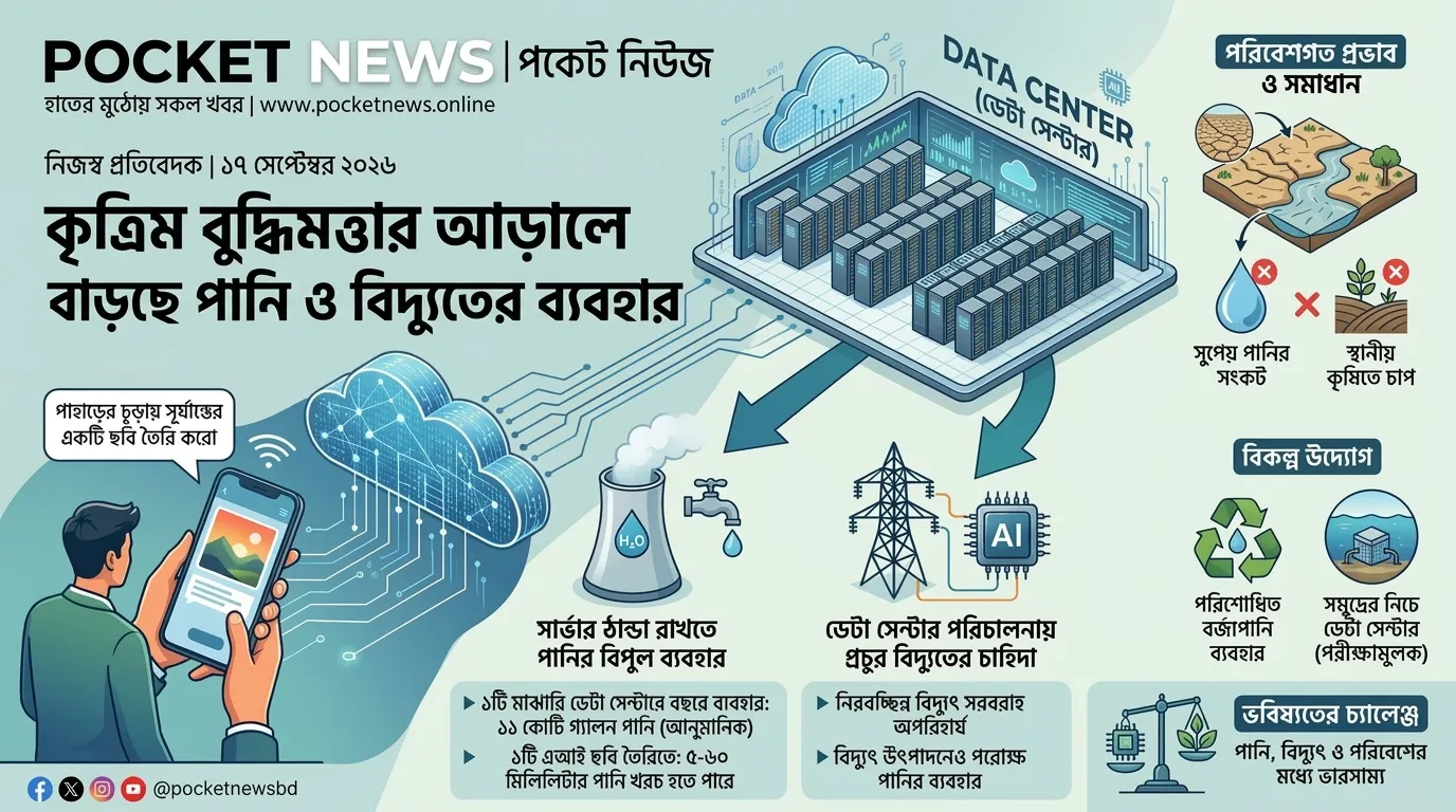 কৃত্রিম বুদ্ধিমত্তার আড়ালে বাড়ছে পানি ও বিদ্যুতের ব্যবহার কৃত্রিম বুদ্ধিমত্তার আড়ালে বাড়ছে পানি ও বিদ্যুতের ব্যবহার