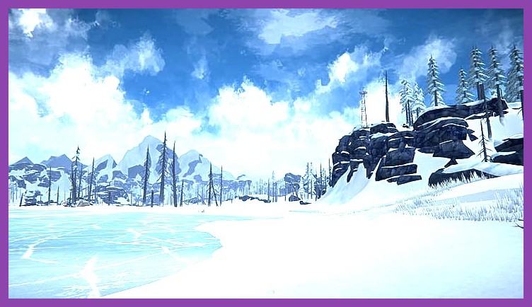 The Long Dark snowy forest with a lone survivor crafting shelter