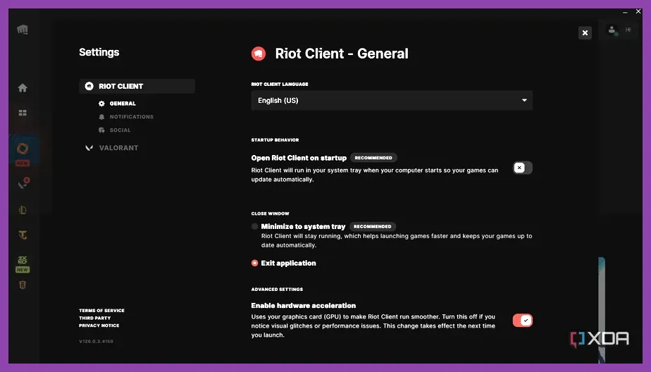 Riot Client and Vanguard settings for stability