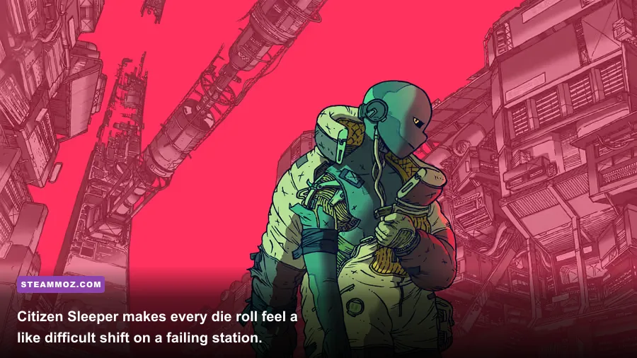Citizen Sleeper protagonist navigating the Erlin's Eye space station