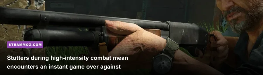 Joel aiming a revolver at an approaching Clicker in a dark hallway