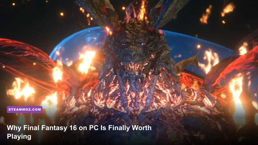 Clive Rosfield surrounded by Ifrit flames in Final Fantasy 16 PC