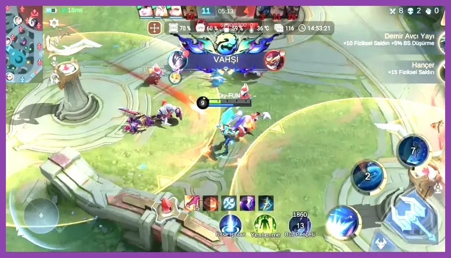 Mobile Legends intense 5v5 teamfight with high visual effects