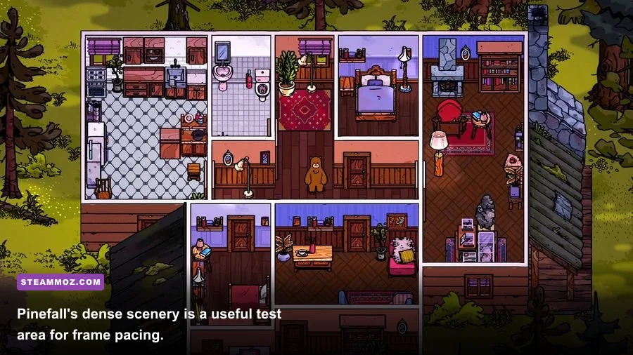 Bear and Breakfast Pinefall forest resort area during gameplay
