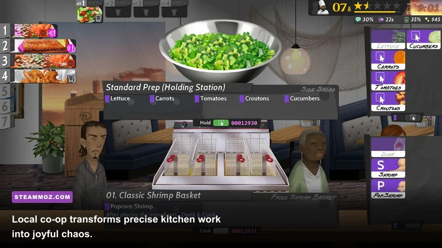 Two players managing a restaurant together in Cook Serve Delicious 2