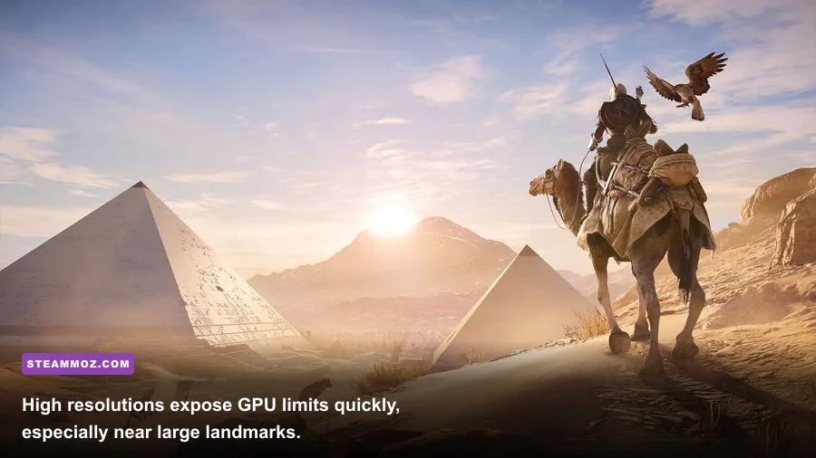 Assassin's Creed Origins 4K PC gameplay near the pyramids