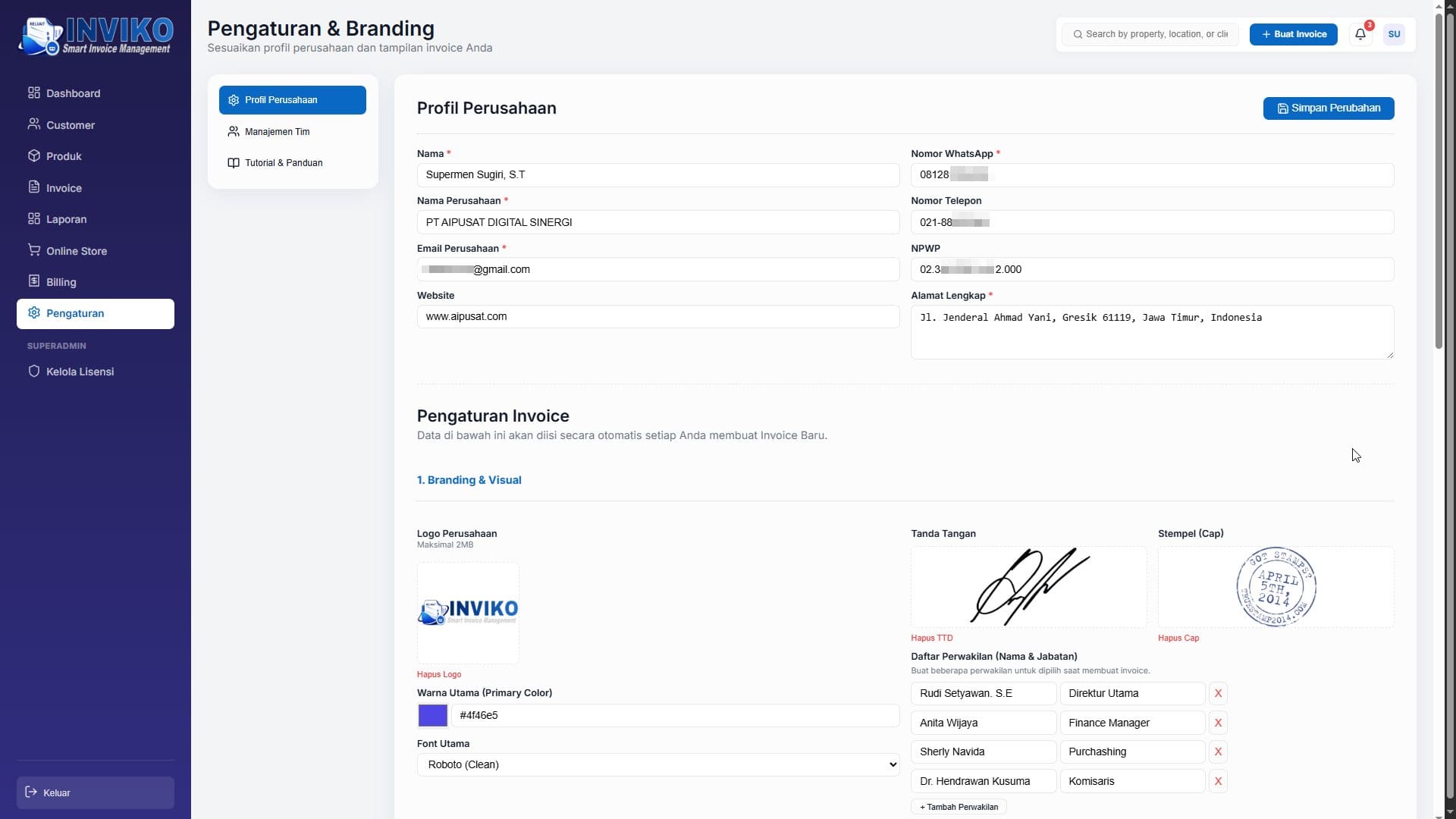 Business Profile dan Payment INVIKO 1