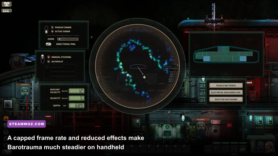 Barotrauma running on Steam Deck during a submarine mission