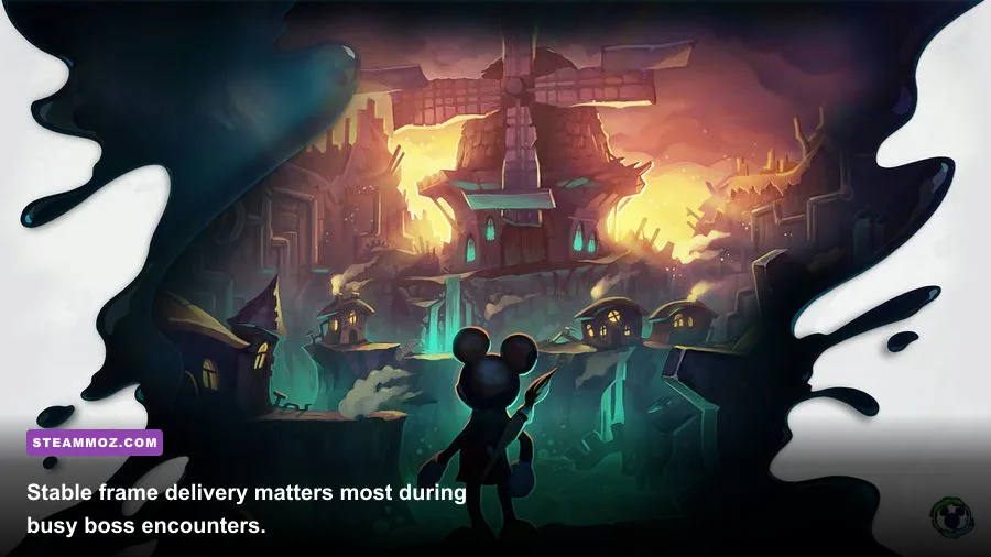 Disney Epic Mickey Rebrushed boss fight with Mickey using the paintbrush