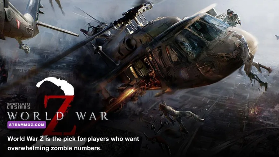 World War Z survivors defending against a massive zombie swarm