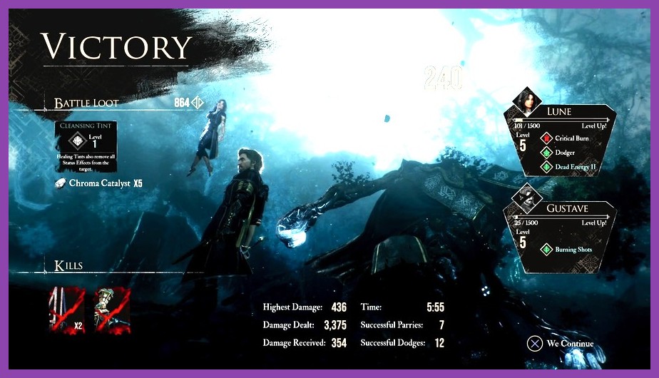 Victory reward screen after beating the ultimate boss in Expedition 33