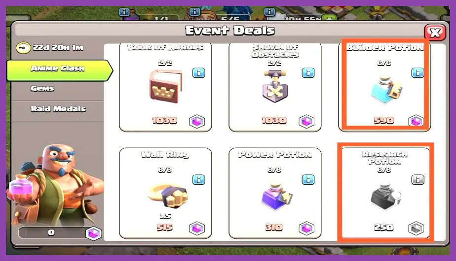 Clash of Clans trader selling items for gems