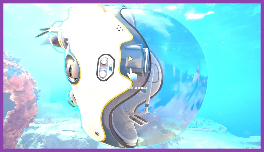 Subnautica 2 player piloting submersible vehicle through trenches