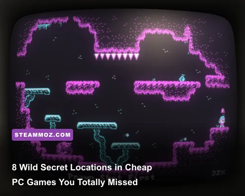 A glowing hidden secret room with rare loot in a budget PC indie game