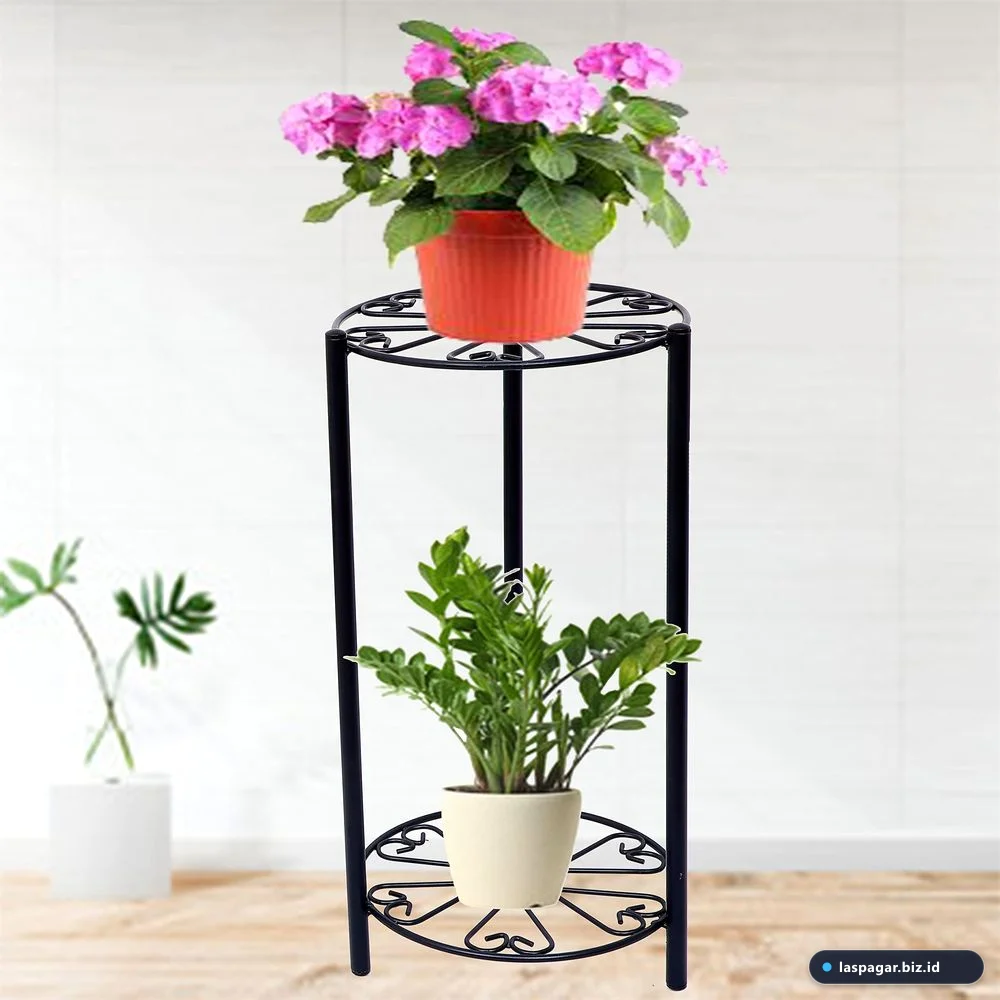 standing pot besi minimalis halaman rumah dekorasi taman modern