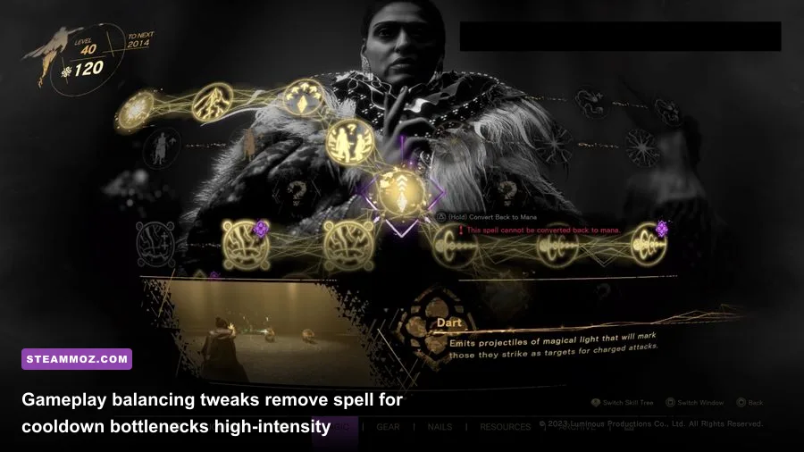 Forspoken magic skill tree showing Red Sila and Blue Prav spells