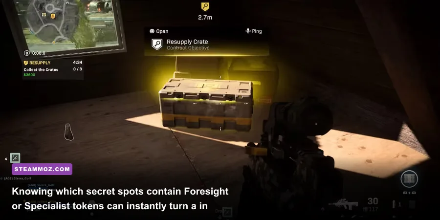 Legendary orange loot crate glowing next to a killstreak tablet in Call of Duty Warzone