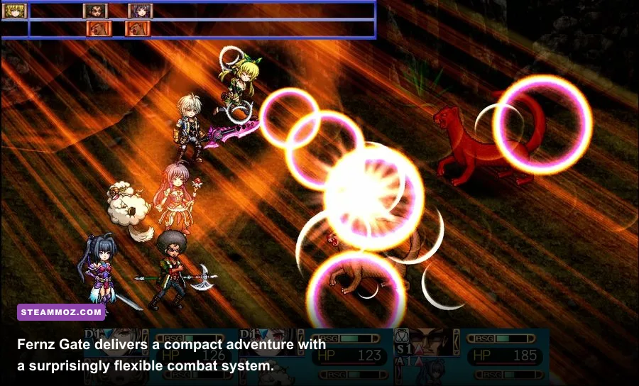 Fernz Gate fantasy world map and turn-based monster battle