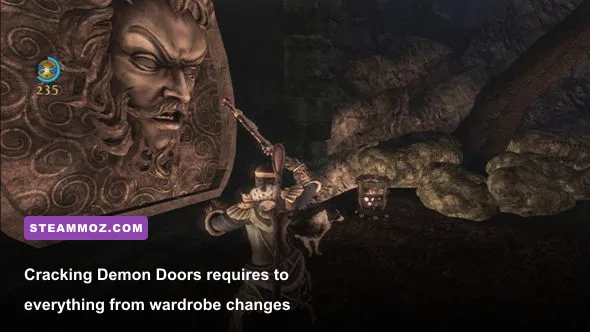 Ancient stone Demon Door speaking to the player in Fable 3