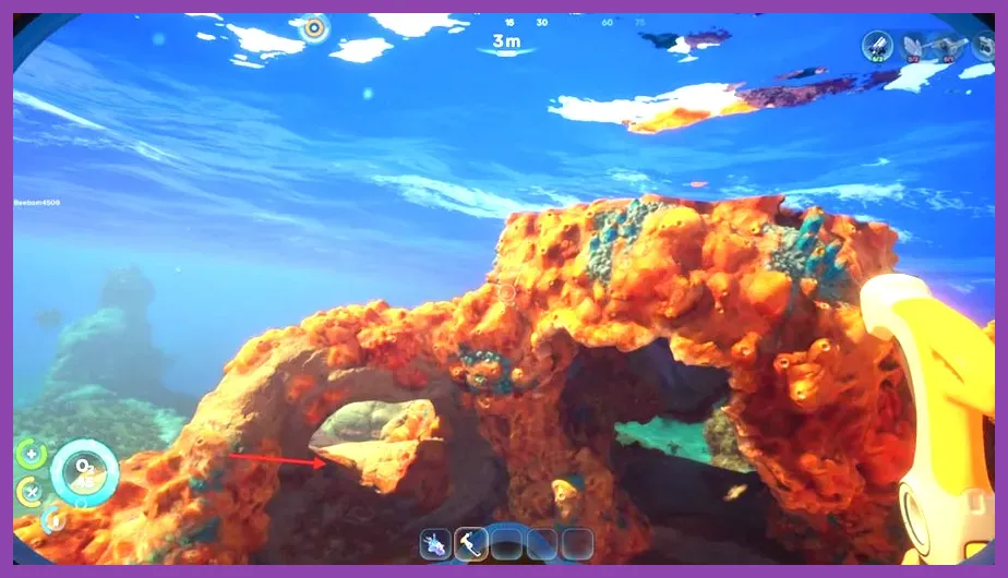 Gathering copper and titanium outcrops in Subnautica 2 shallow biomes