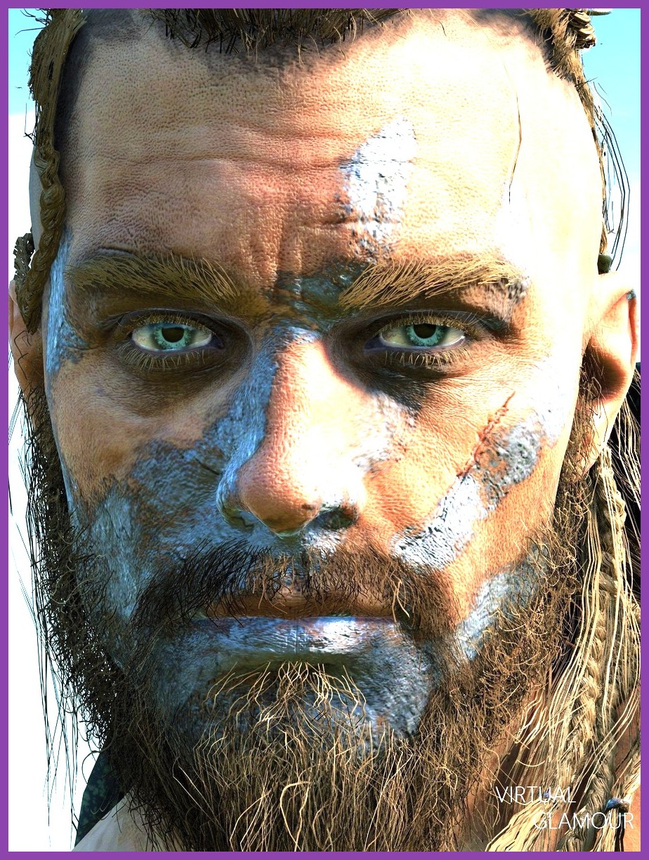 Close‑up portrait of Eivor, the Viking protagonist of Valhalla