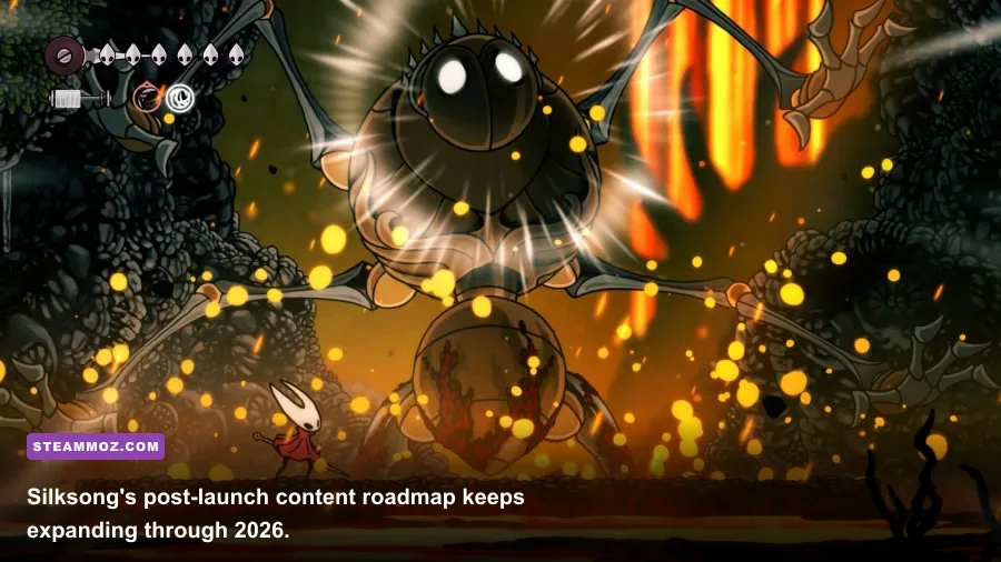 Hollow Knight Silksong combat screenshot in Pharloom