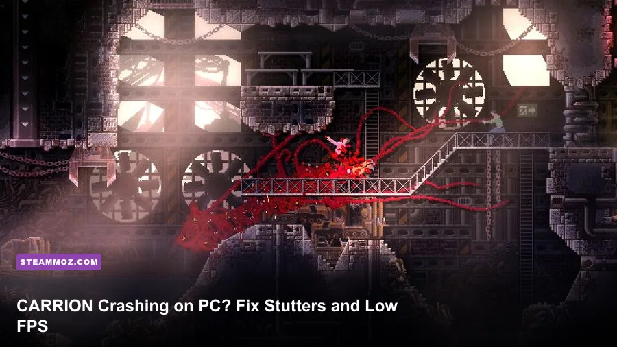 CARRION monster escaping a laboratory during PC gameplay