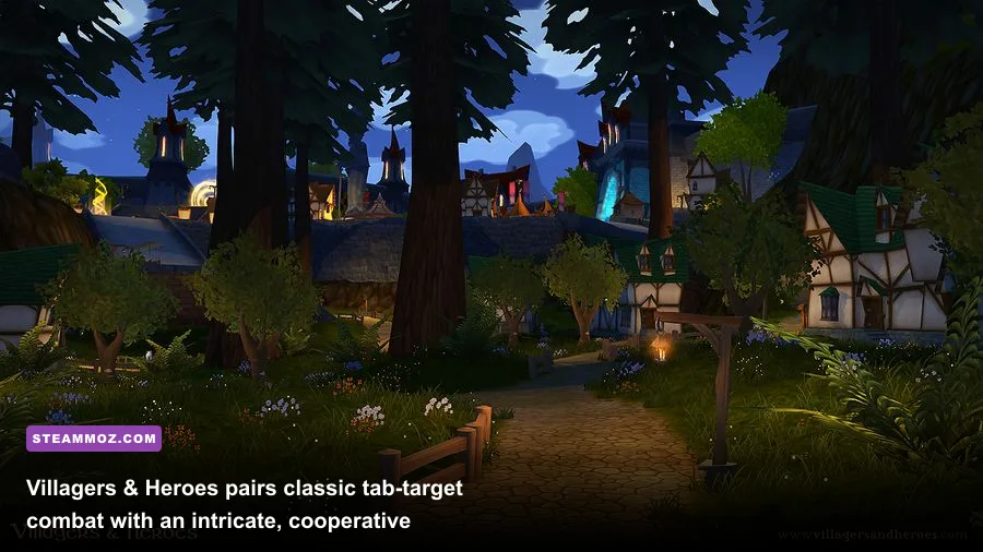 A player tending crops and crafting in a player village in Villagers and Heroes