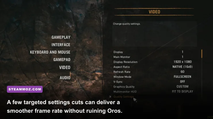 Far Cry Primal PC graphics settings menu with quality options