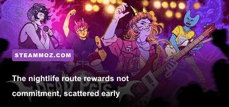 Dead Pets nighttime punk venue and slice of life gameplay scene