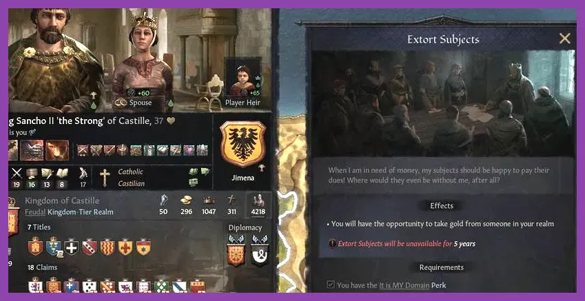 Crusader Kings 3 Extort Subjects interaction