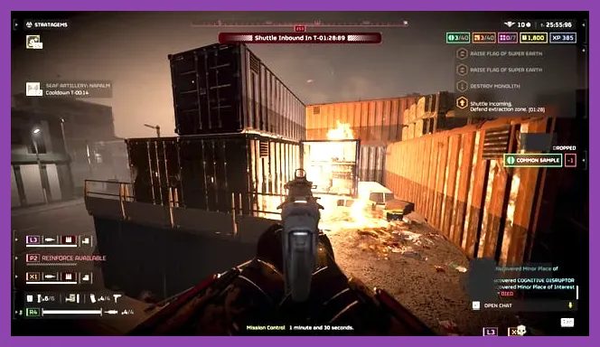 Helldivers 2 player blowing open a buried container at a Point of Interest