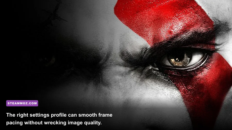 God of War PC graphics settings menu showing DLSS and performance options