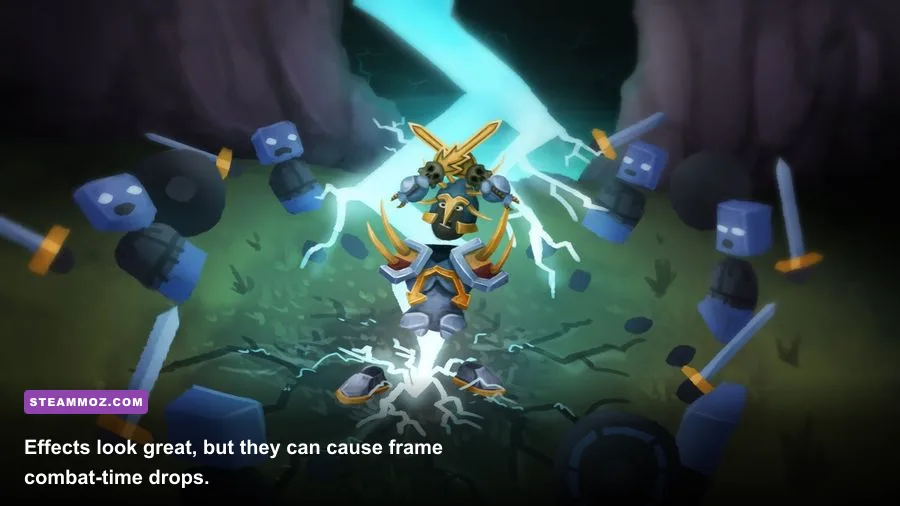 Hyper Knights Battles combat with sword clashes and bright particle effects