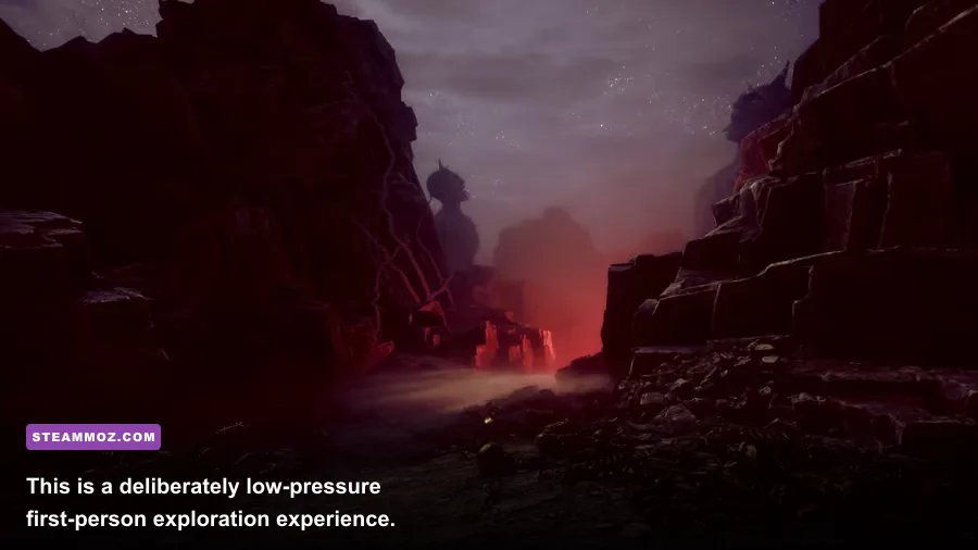 First-person exploration gameplay in Drizzlepath: Picturae
