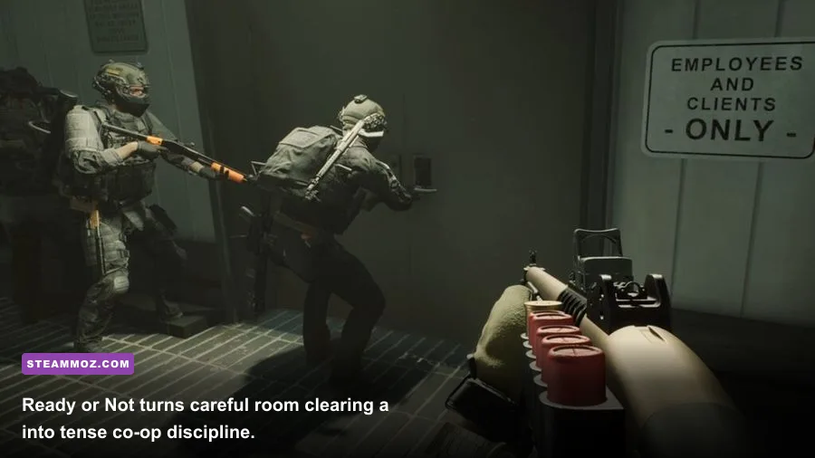 Ready or Not SWAT team preparing to breach an apartment