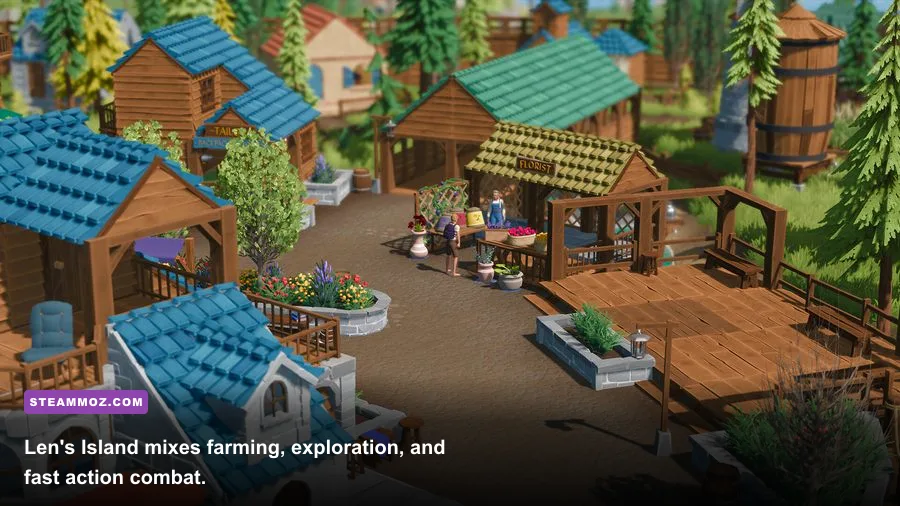 Len's Island farming village and dungeon combat gameplay
