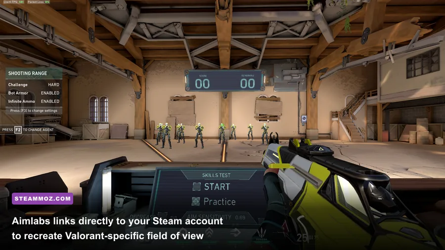 Aimlabs training routine recreating Valorant shooting angles and recoil mechanics