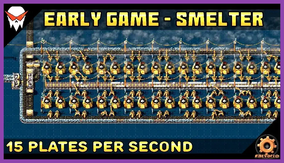Factorio early game smelting setup