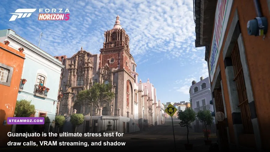Street racing through tight cobblestone alleys of Guanajuato in Forza Horizon 5