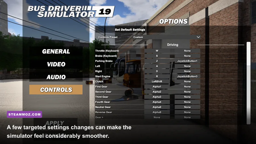Bus Simulator 2016 graphics settings menu on PC