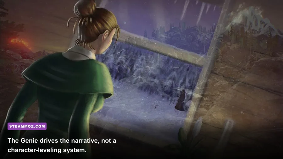 Drizzlepath Genie mysterious genie encounter in first-person gameplay